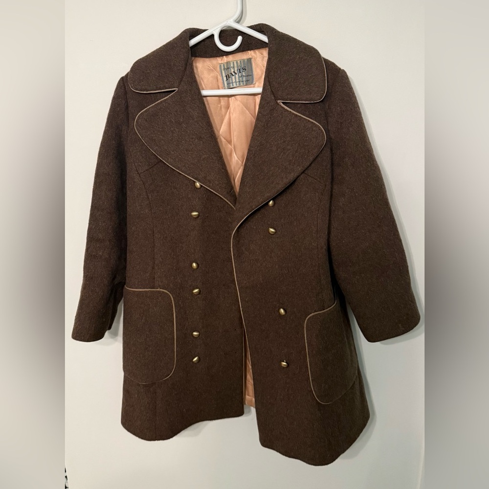 Brown Double-Breasted Coat with Gold Buttons
